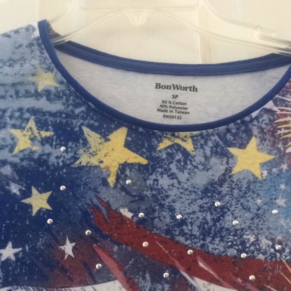 FINAL MARKDOWN PATRIOTIC bonworth tee petite small - Picture 3 of 6